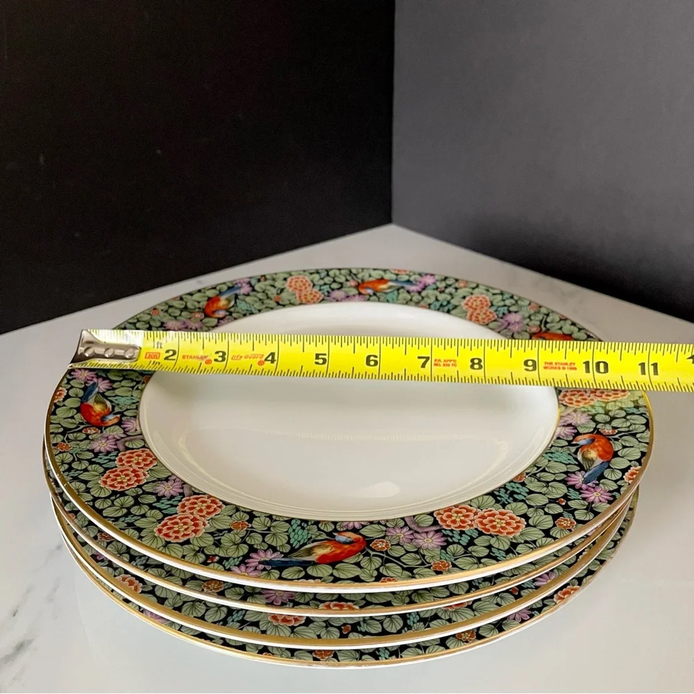 SET of 4 Parrot Bird Floral Dinner Plates - Rosenthal